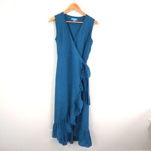 Draper James Women's Linen Sleeveless Midi Wrap Dress